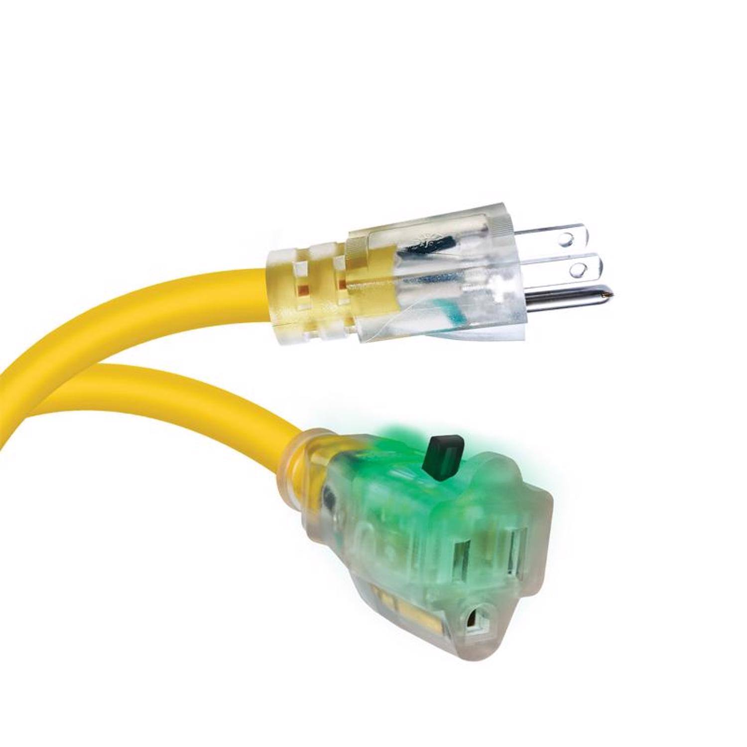 Angle. Monster - Monster Just Power It Up Outdoor 50 ft. L Yellow Extension Cord - Yellow.