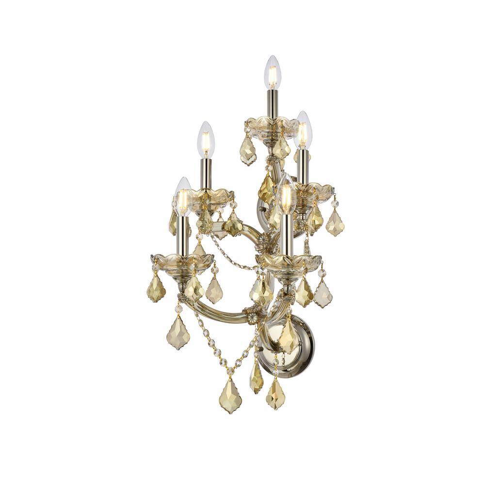 Alt View 3. Elegant Lighting - Maria Theresa 5 light Golden Teak Wall Sconce Golden Teak - Golden Teak.