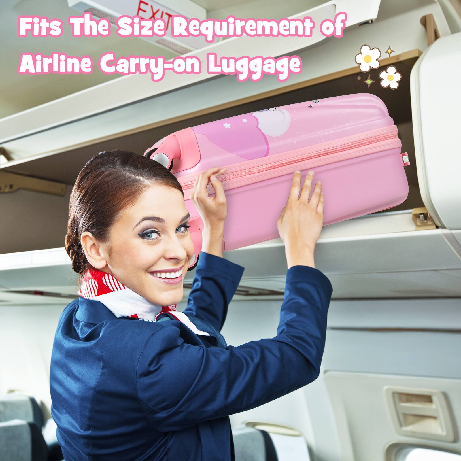 Costway 2PC Kids Carry On Luggage Set 12" Backpack and 18" Rolling