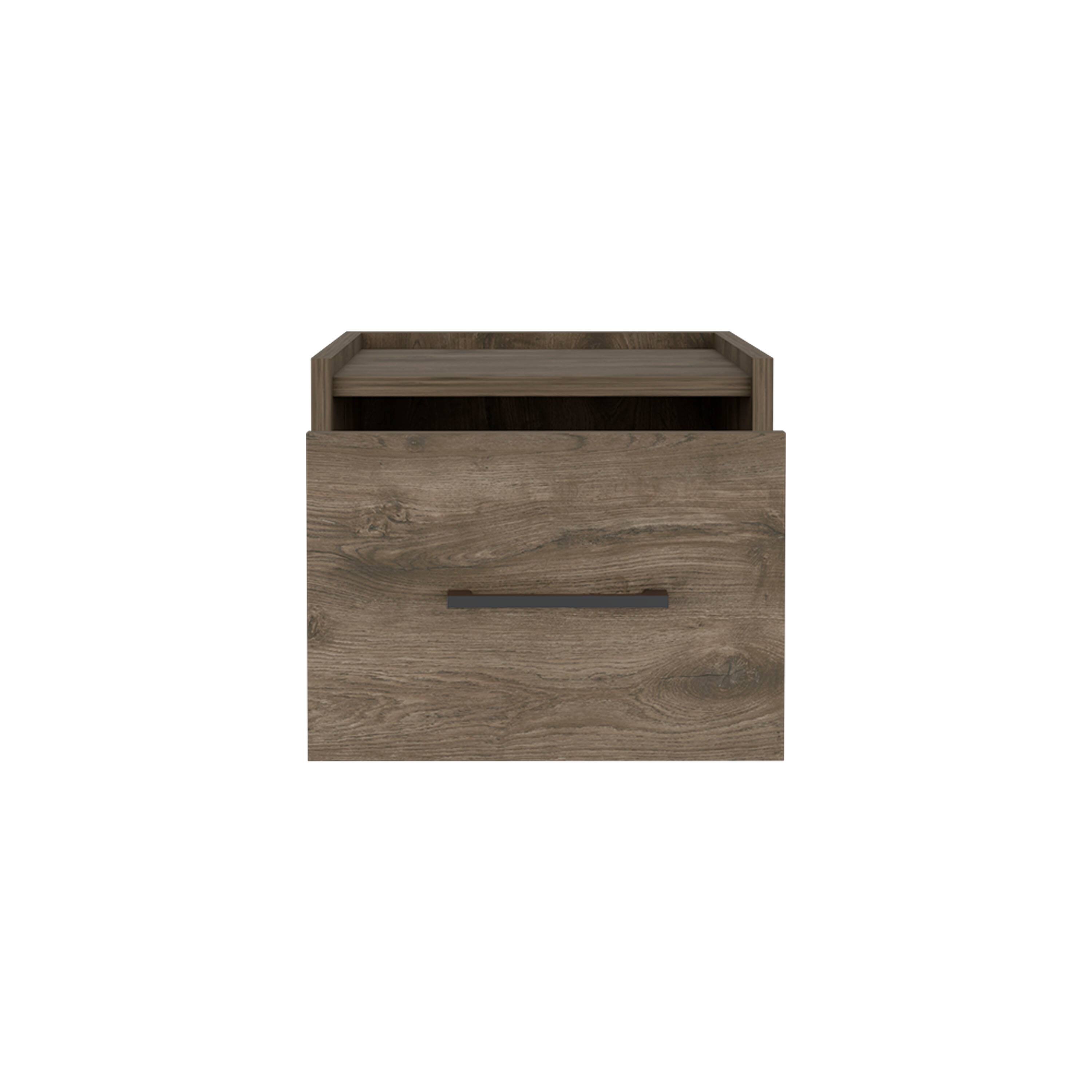 Back. Tiramisubest - Floating Nightstand, Space-Saving Design with Handy Drawer and Surface, Dark Brown - Dark Brown.