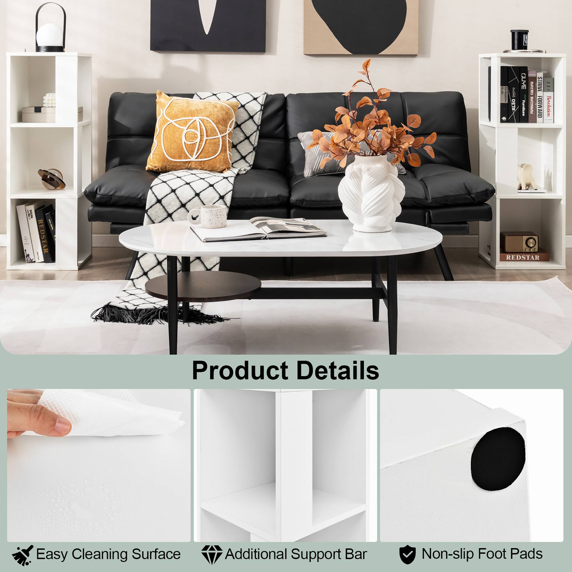 www.com/com/news.com ALSO

OUYE FLAVERS
ELIVARY BUEOULT
STRIVE FORWARD
Revolution
REDSTAR
100 I REDSTAR

Product Details
Easy Cleaning Surface
Additional Support Bar
Non-slip Foot Pads