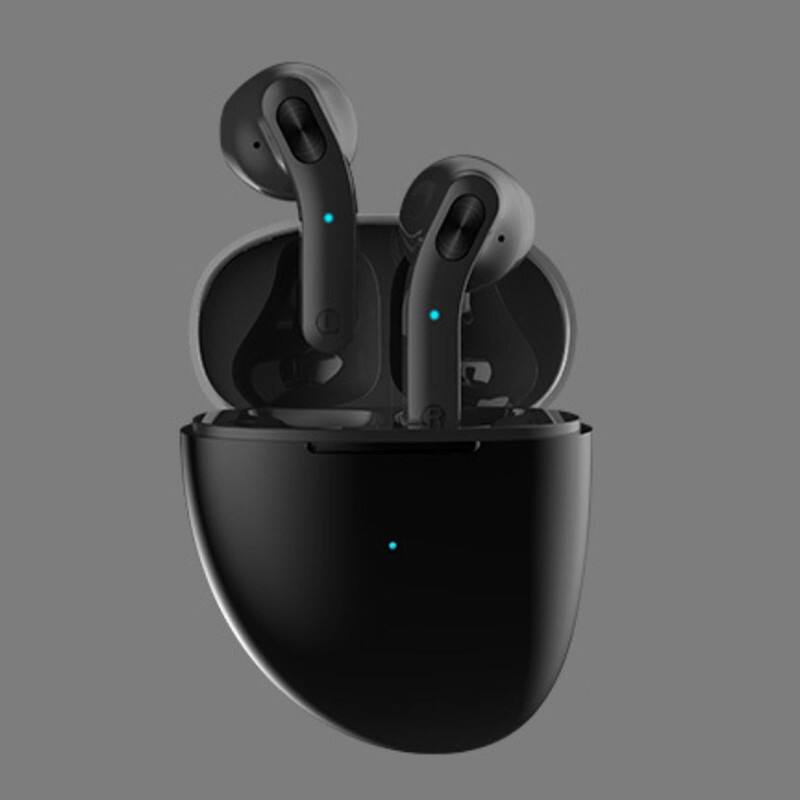 Alt View 4. SKRAN - Twin Bluetooth Headphones -True Wireless Earbuds with Marble Pebble Design,HD Stereo Sound,Noise Cancellation,Secure Fit - Black.