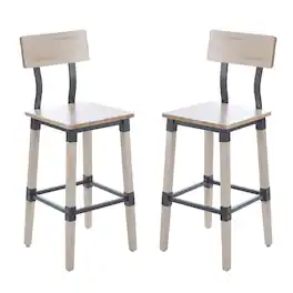 Flash Furniture - Jackson 2 Pack Commercial Grade Rustic Antique Industrial Wood Dining Barstool - White