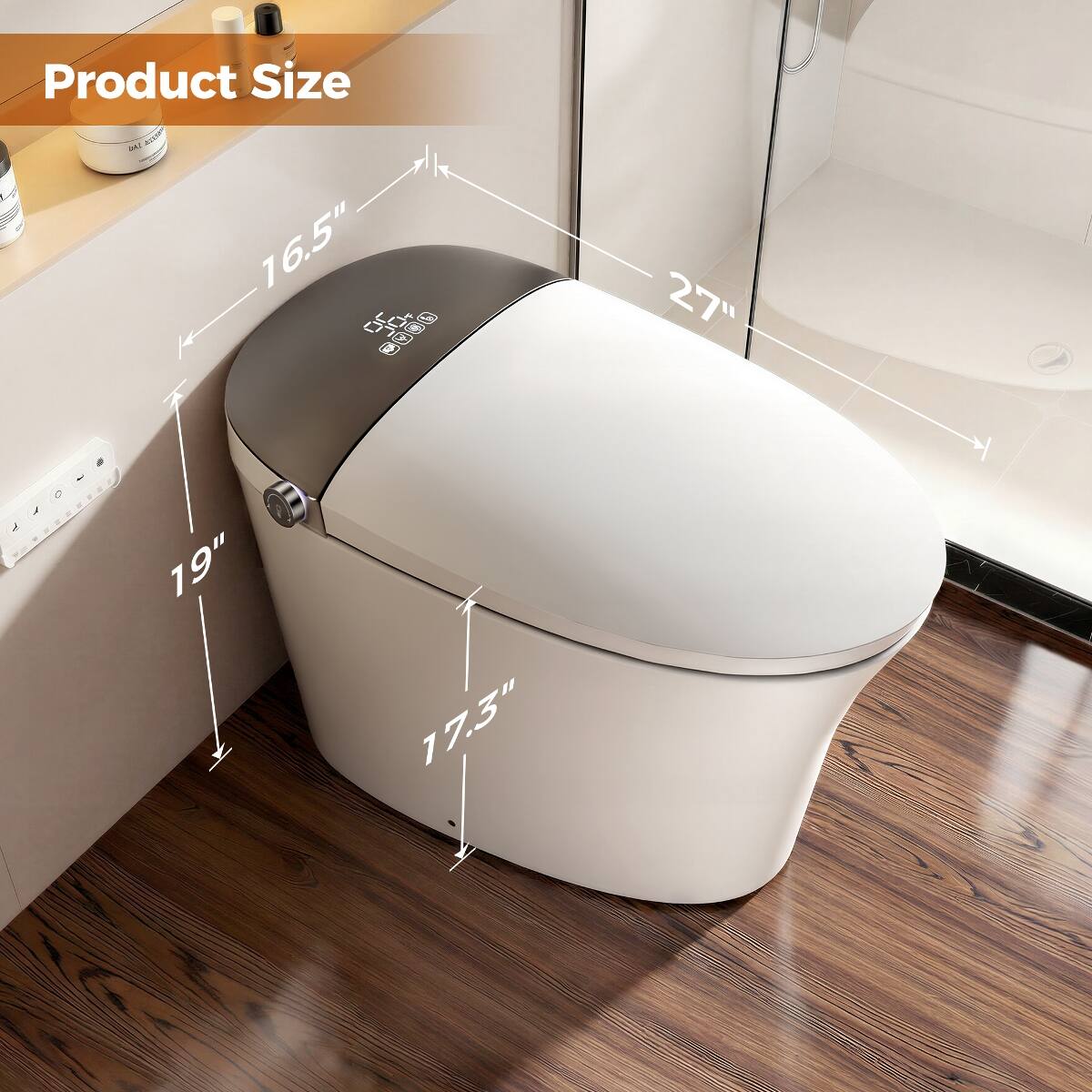 Loheer Smart Bidet Toilet with Zero Water Pressure Flush, Heated Seat ...