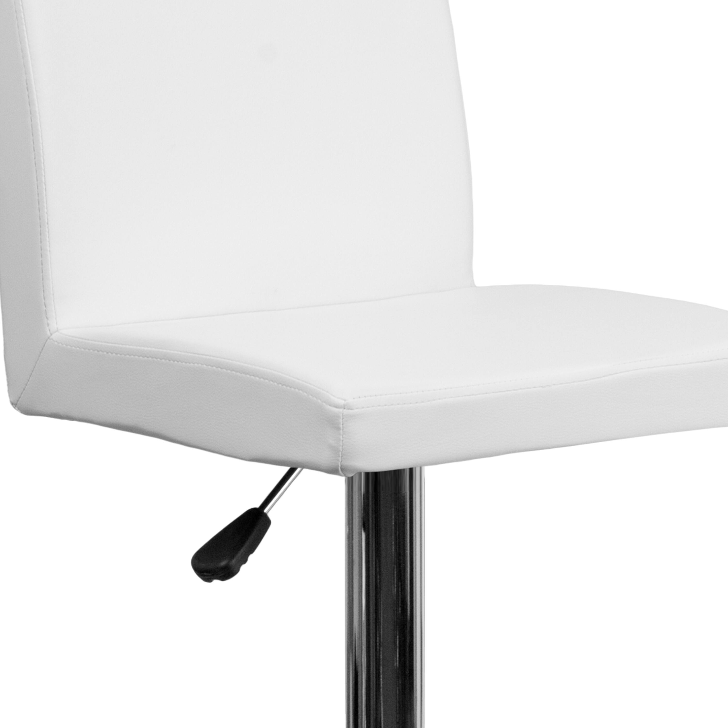 Alt View 15. Alamont Home - Contemporary Vinyl Adjustable Height Barstool with Panel Back and Chrome Base - White.