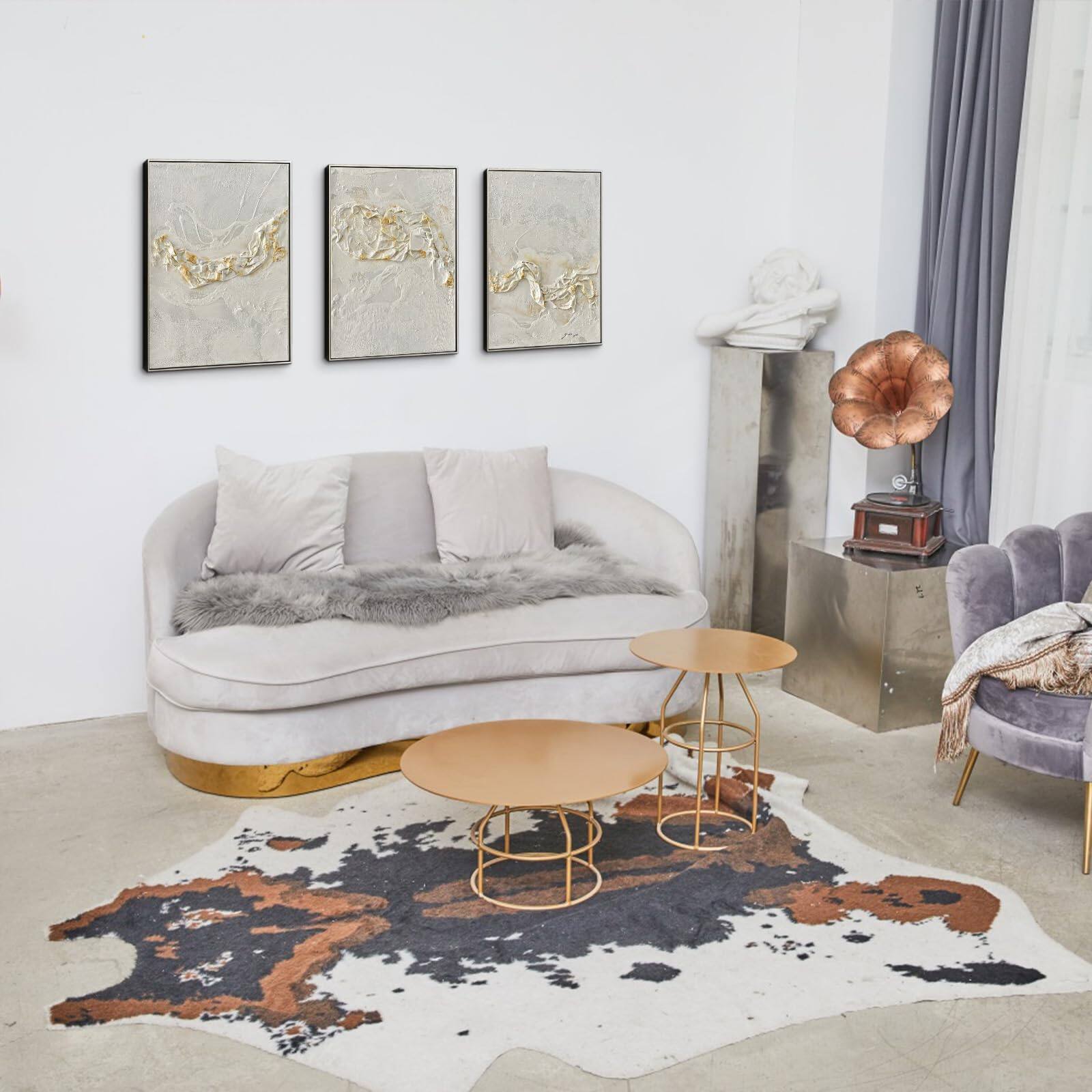 Alt View 5. Hanke - Modern Abstract Hand Painted Canvas Wall Textured Embossed Panels Living Room Framed Minimalist Home - Default.