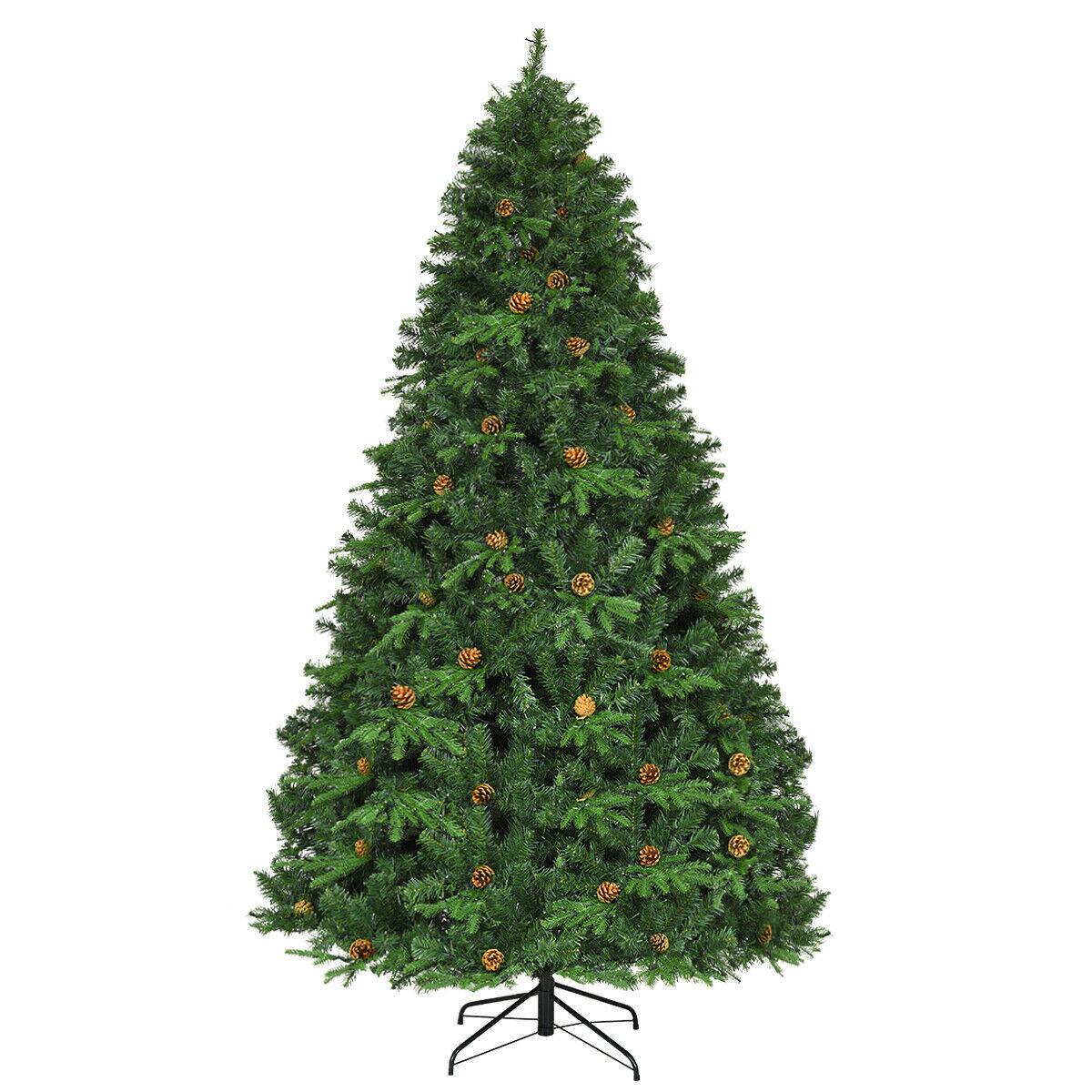 Alt View 8. Gymax - Gymax Pre-Lit 8' Premium Spruce Artificial Christmas Tree Hinged 660 LED Lights Pine Cones - Green.
