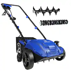 Front. Westinghouse - 13 in. 12 Amp Corded Electric Dethatcher and Aerator with 8 Gallon Collection Bag - Blue.