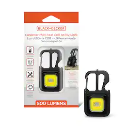 Black+Decker - COB Clip-on Utility LED Work Light, Multi Tool with Bottle Opener, 500 Lumens - Black