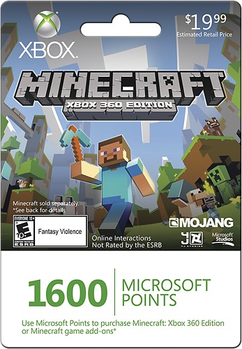  Microsoft - Minecraft Xbox 360 Edition 1600 Microsoft Points Card for Xbox LIVE