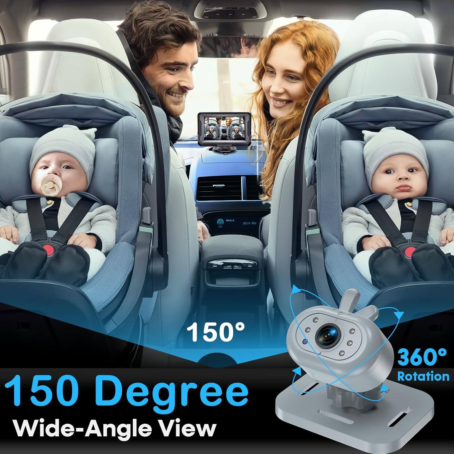 150 Degree Wide-Angle View  
360° Rotation
