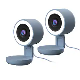 Energizer - 2-Pack Smart 2K Wired Indoor Camera with Light for Night Vision, Foldable for Privacy, 130° Wide Angle - Blue
