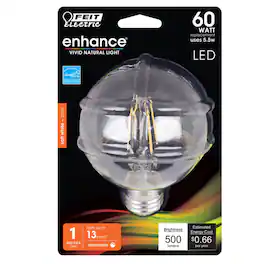 FEIT ELECTRIC - Feit Enhance G25 E26 (Medium) Filament LED Bulb Soft White 60 Watt Equivalence 1 pk
