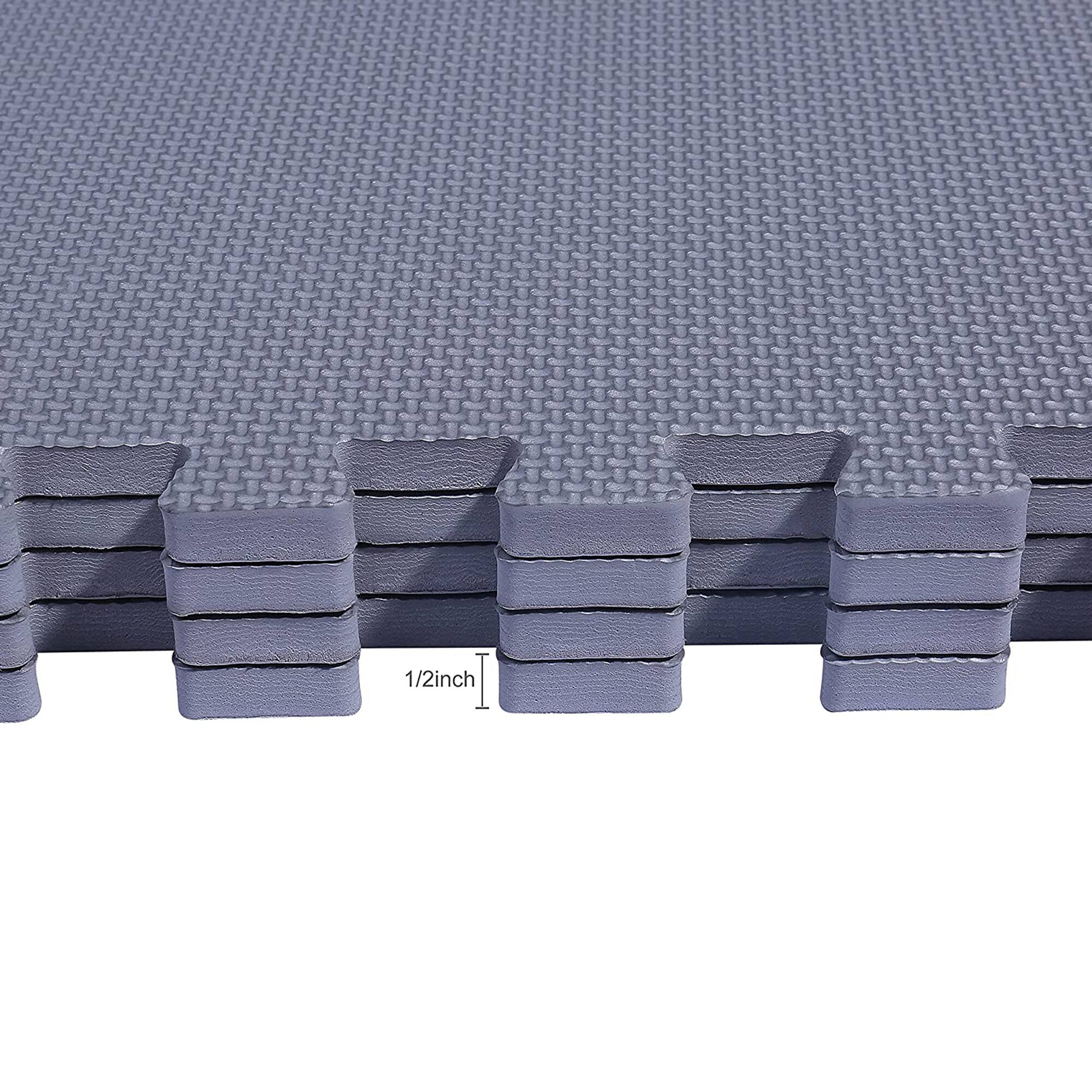 Alt View 7. BalanceFrom Fitness - BalanceFrom Fitness 48 Sq Ft Interlocking EVA Foam Exercise Mat Tiles, Gray - Grey.