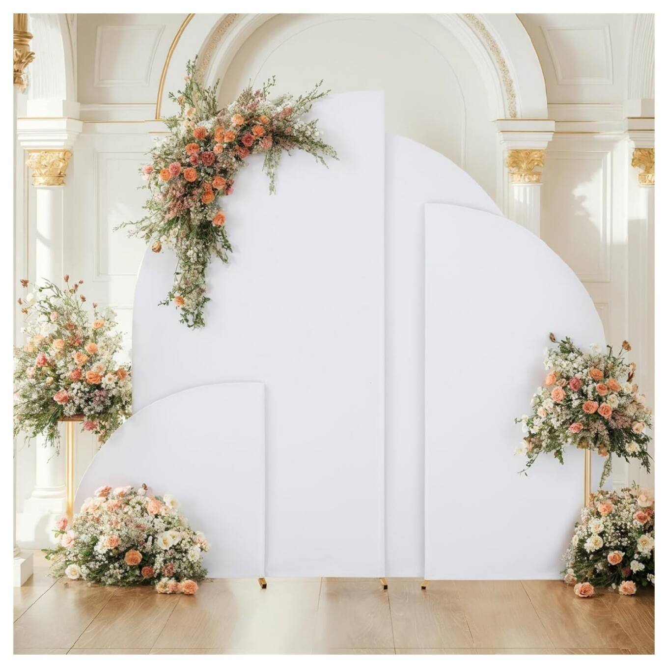 Alt View 1. GARVEE - 6.6 ft Wedding Arch Cover,Spandex Fitted Arch Covers,Round Top Chiara Arch Backdrop Cover - WHITE.