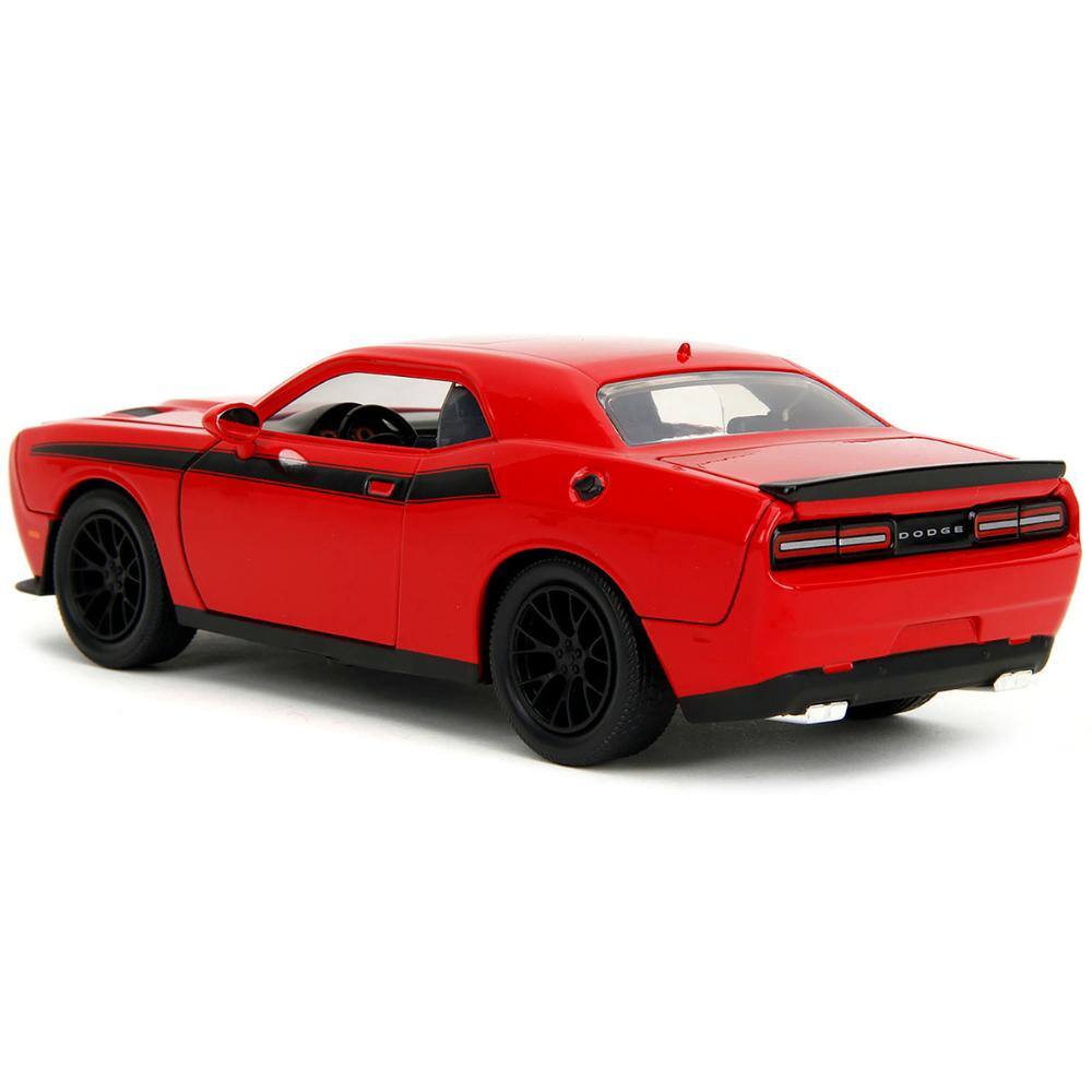 Alt View 1. Jada - 2015 Dodge Challenger Red w/ Black Stripes & Glenn Figure – The Walking Dead (2010–2022) Hollywood Rides 1/24 - Red with Black Stripes.