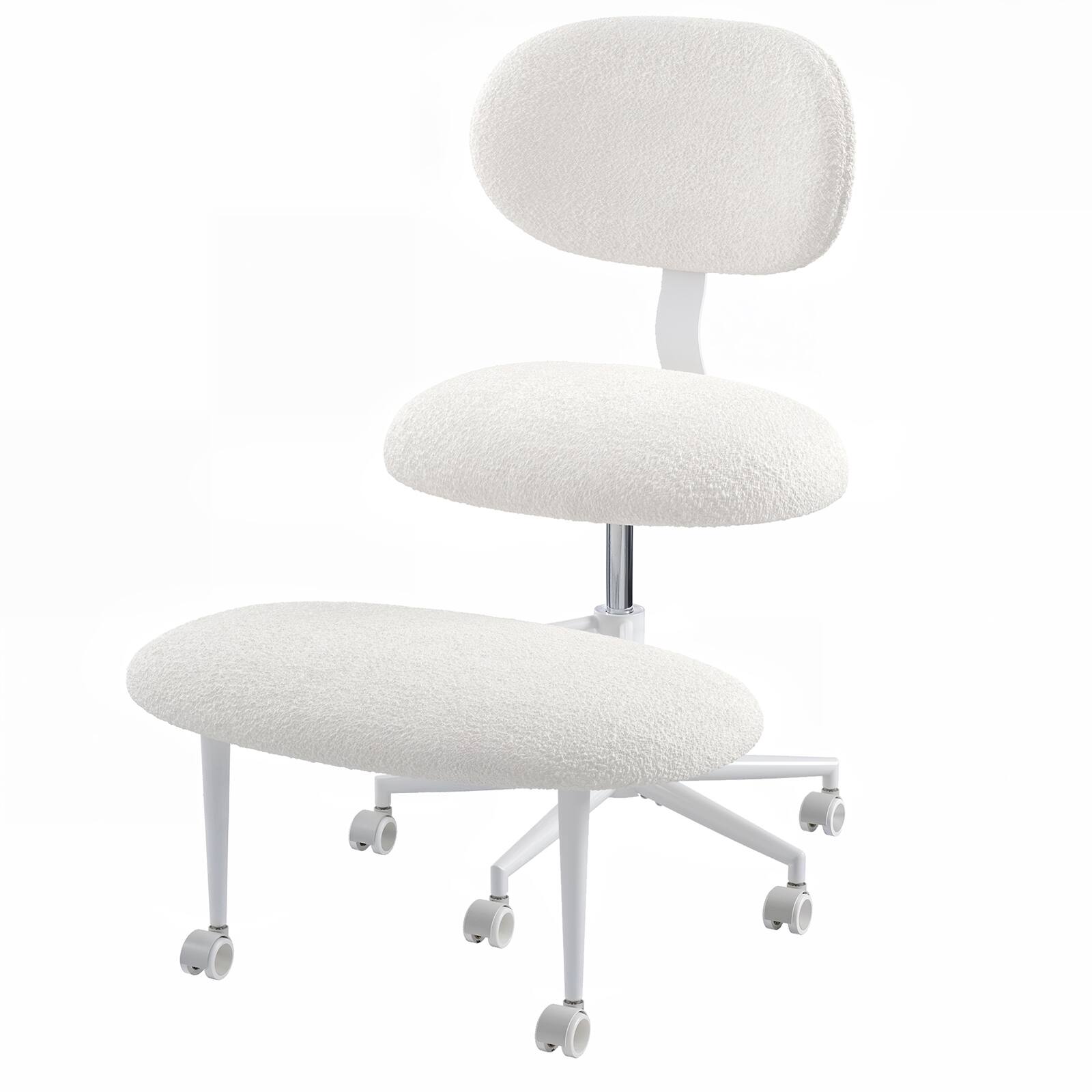 Left. Pinmoco - Pinmoco - Upholstered Office Chair Adjustable Height Ergonomic Office Chair with Lumbar Support and Wheels - Off-White.