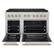 Angle. ZLINE - 48 in. Wide 8 Burner Autograph 6.7 cu. ft. Freestanding Paramount Gas DuoPro Range with White Doors & Gold Accents - White Matte.