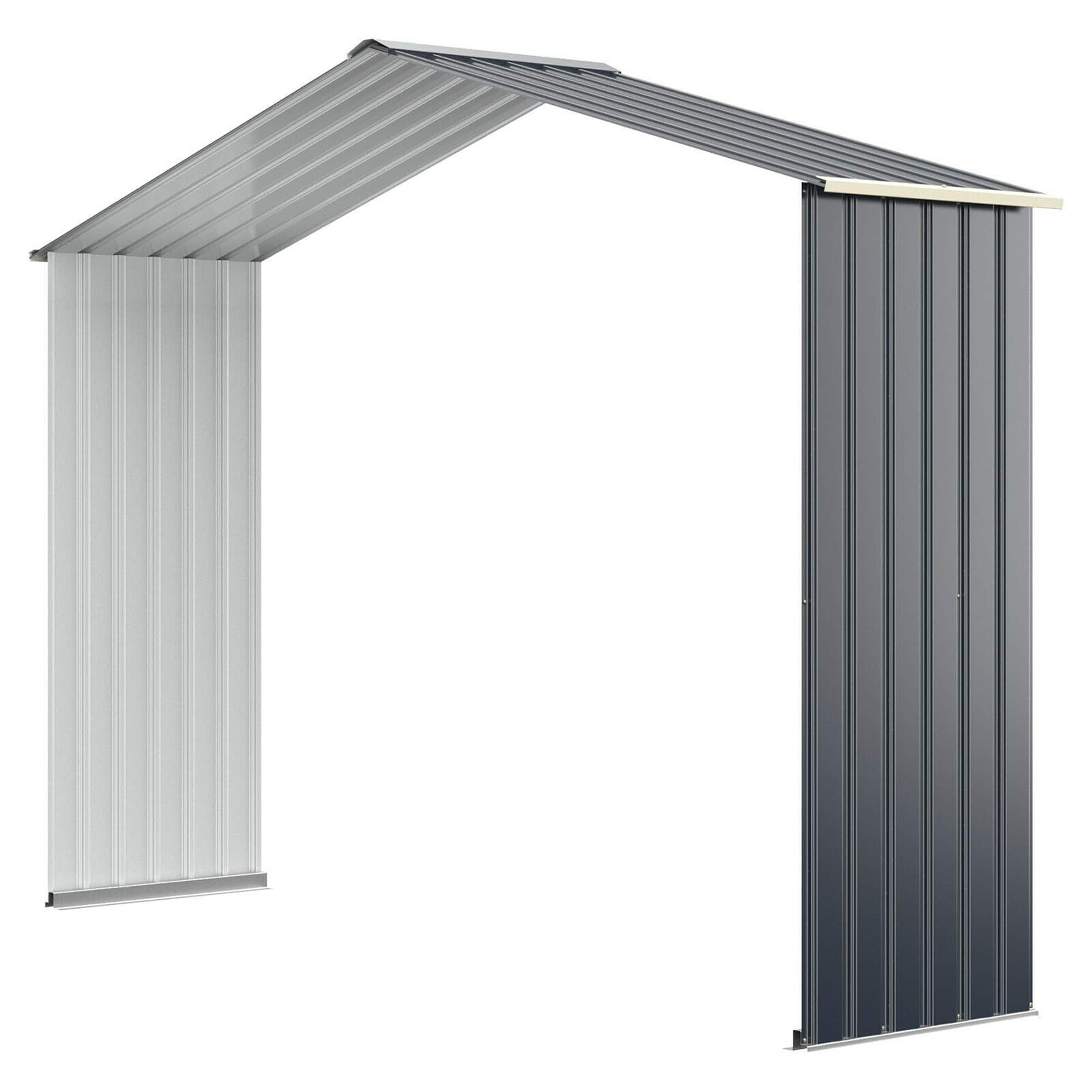 Gymax - Outdoor Storage Shed Extension Kit for 9.1 ft Shed Width Grey - Gray