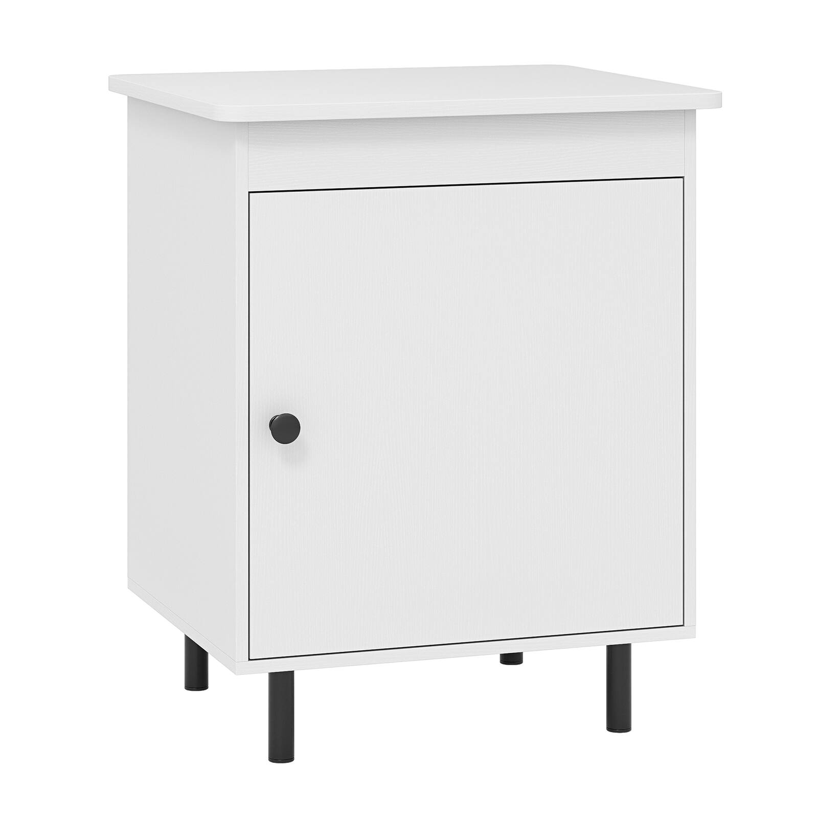 Alt View 8. Gymax - Gymax Nightstand Mid Century Modern End Table w/Door Heavy-Duty Metal Legs for Bedroom - White, Black.