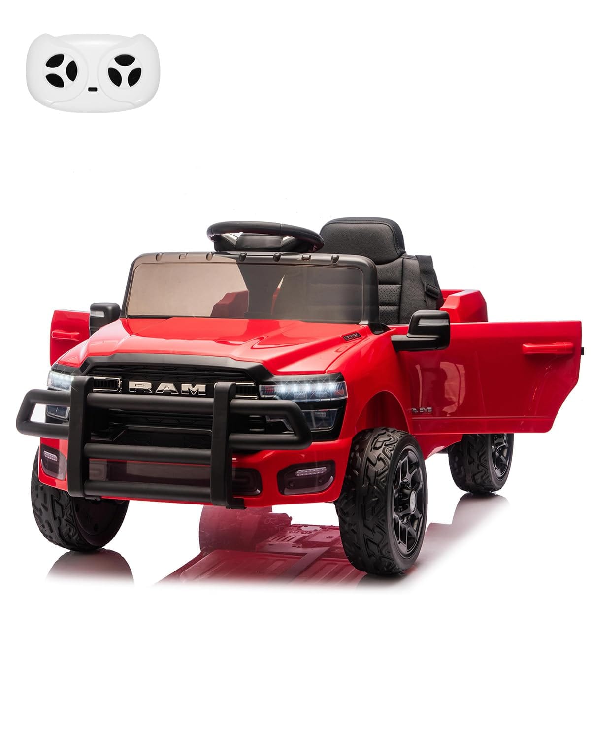 Babevy - Kids Ride On Cars, Licensed RAM 12V Electric Ride On Truck Car w/Remote Control, Electric Pickup Car for Toddlers - Red