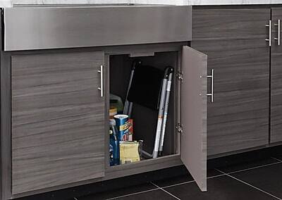 Alt View 4. Cosco - Folding Step Stool, 1-Step, 200 lb Capacity, 9.9" Working Height, Platinum/Black - Black and Gray.