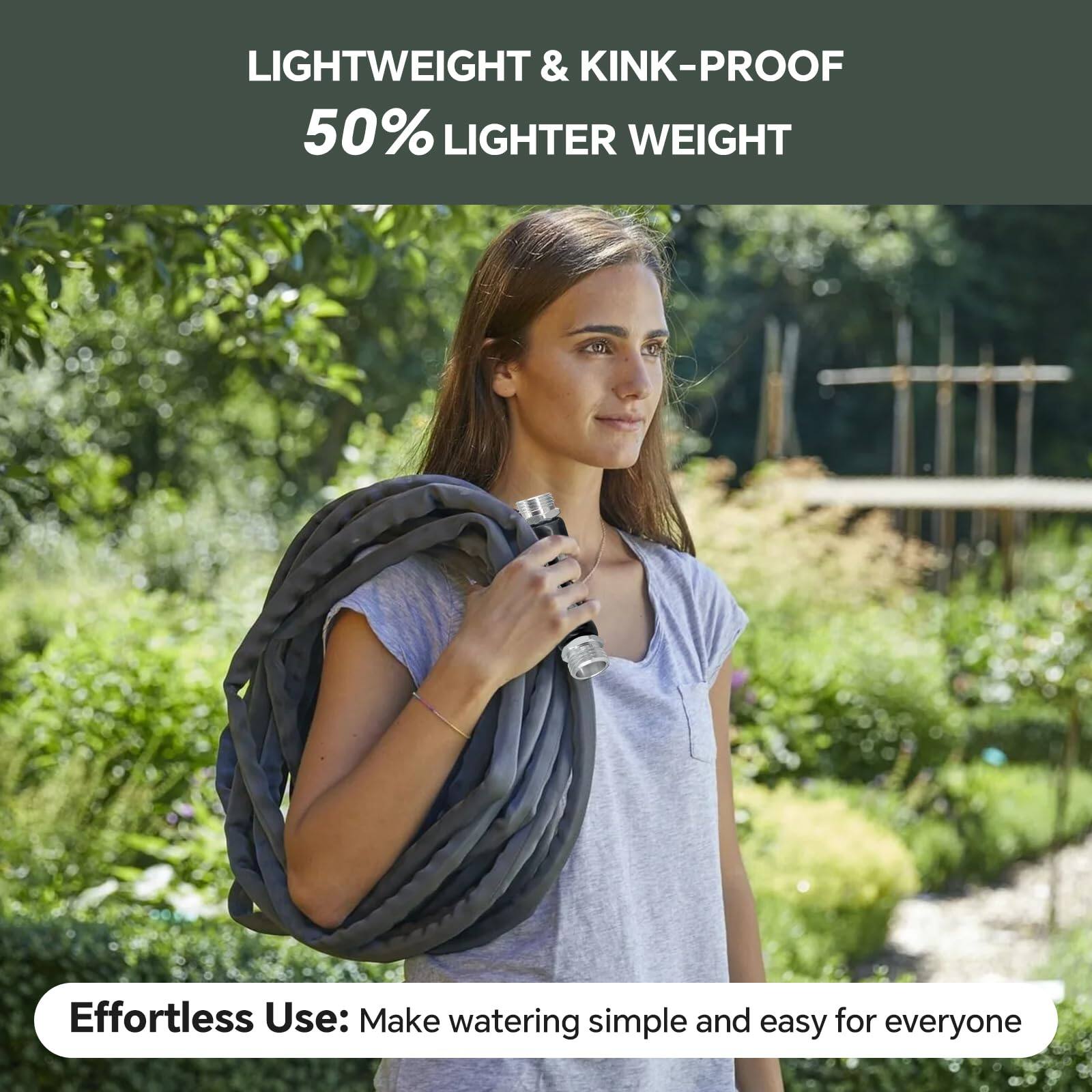 LIGHTWEIGHT & KINK-PROOF  
50% LIGHTER WEIGHT  

Effortless Use: Make watering simple and easy for everyone