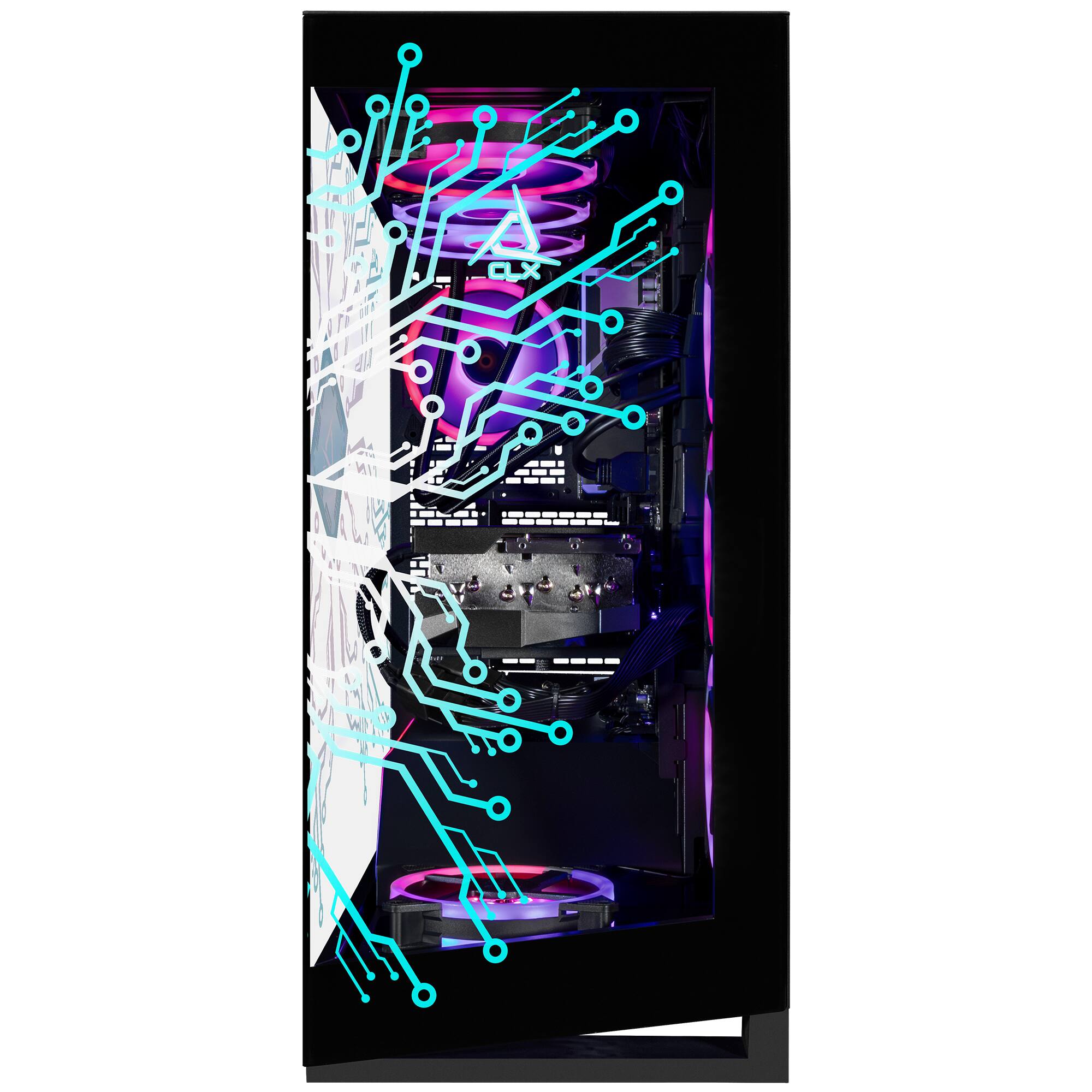 Angle. CLX - CLX Horus Gaming Desktop - Intel Core Ultra 9 285K - 64GB DDR5 Memory - GeForce RTX 5070 Ti - 2TB NVMe M.2 SSD, 6TB HDD - Black.