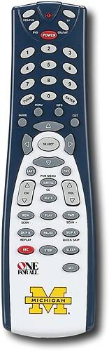 Front Standard. One For All - 4-Device Remote (University of Michigan) - Maize/Blue.