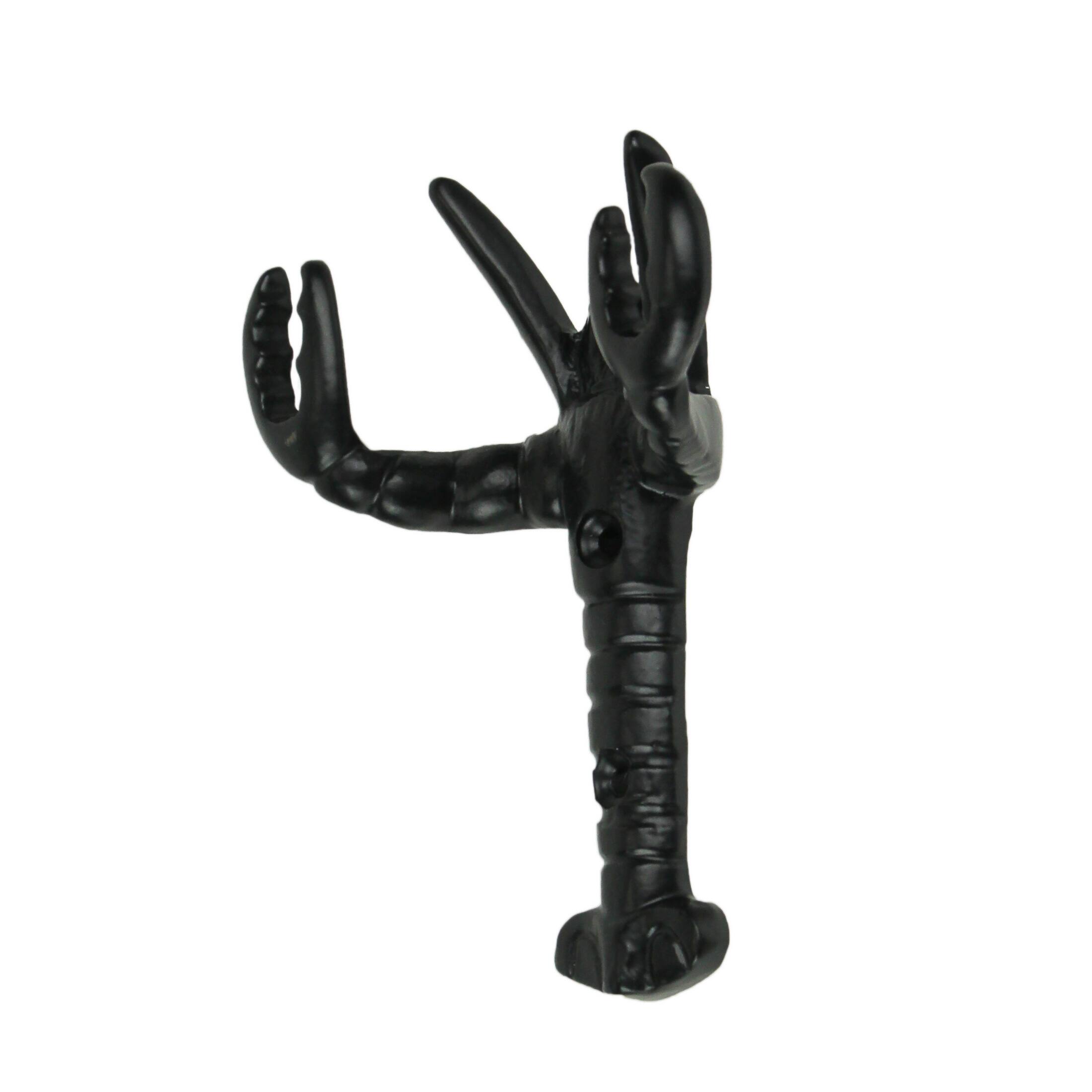 Alt View 1. Moby Dick Specialties - Set of 3 Black Enamel Cast Iron Lobster Shaped Decorative Wall Hooks - Black.
