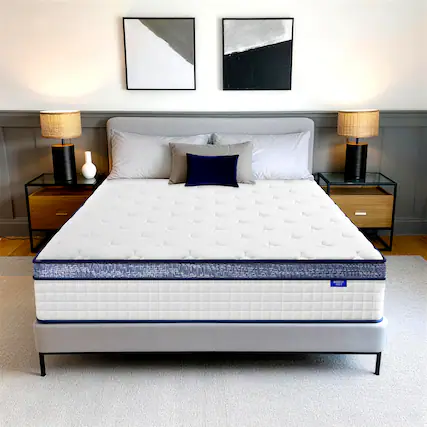 Front. BURFLY1977 - King Mattress,14 Inch Hybrid Mattress in a Box, Memory Foam Individual Pocket Springs, Medium Firm, Pressure Relief - White.