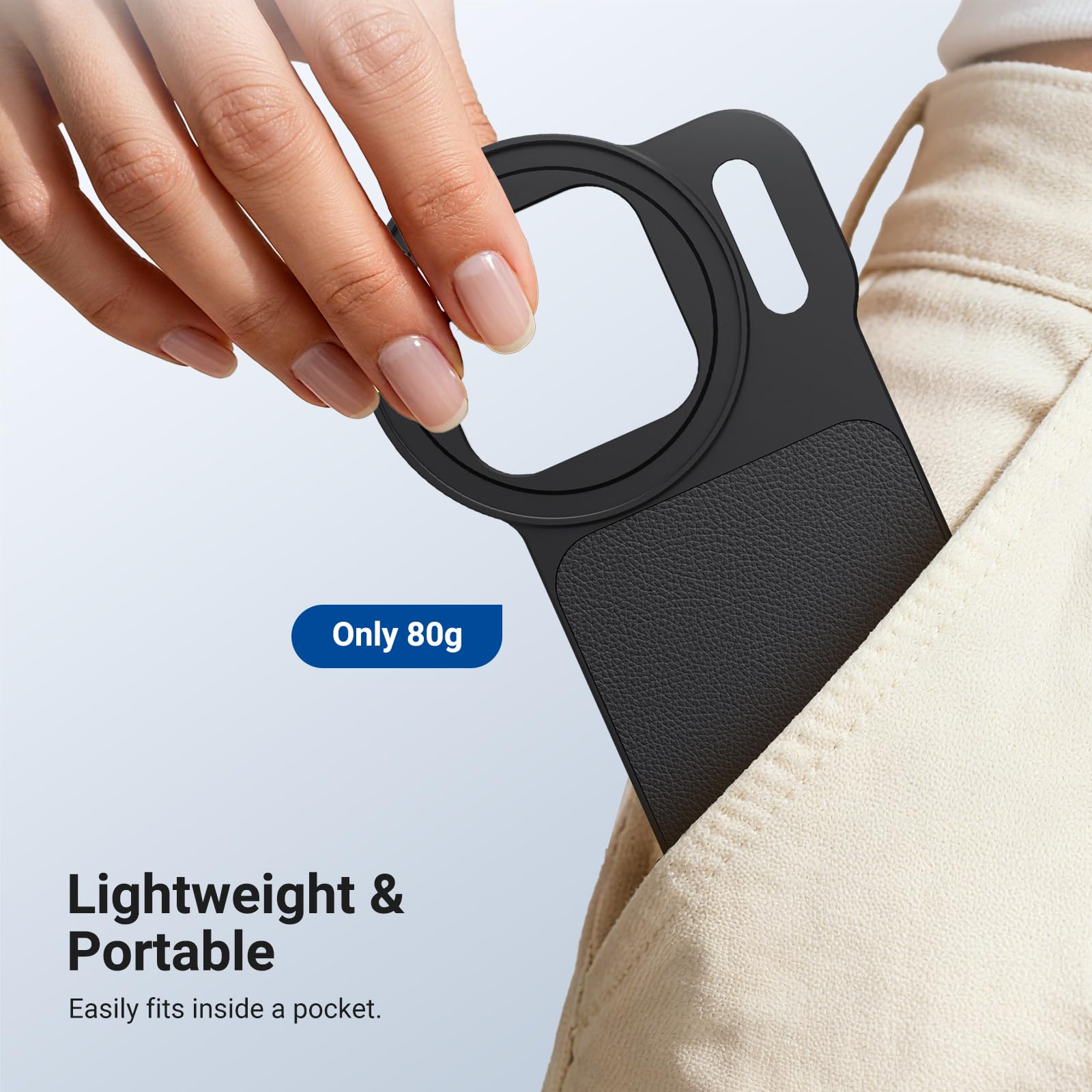 Only 80g Lightweight & Portable. Easily fits inside a pocket.