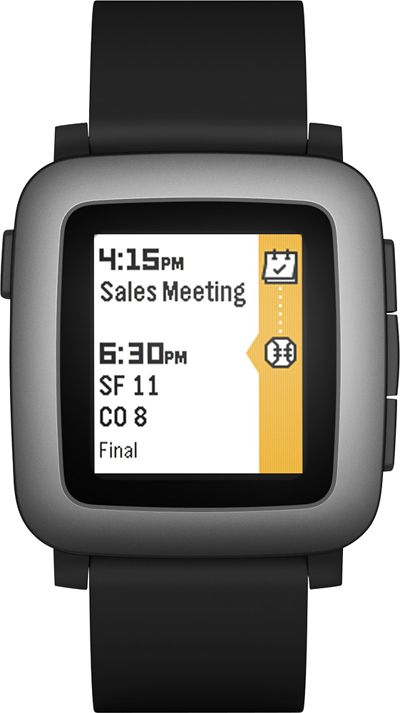 Customer Reviews: Pebble Time Smartwatch 38mm Polycarbonate Black ...