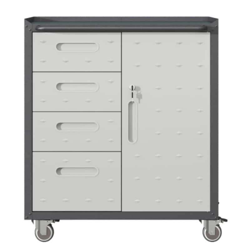 ALEXOUN - Storage Cabinet - Heavy-Duty Metal Tool Storage Cabinet,with Lockable Wheels & 4 Drawers, for Garage Office Warehouse - Gray