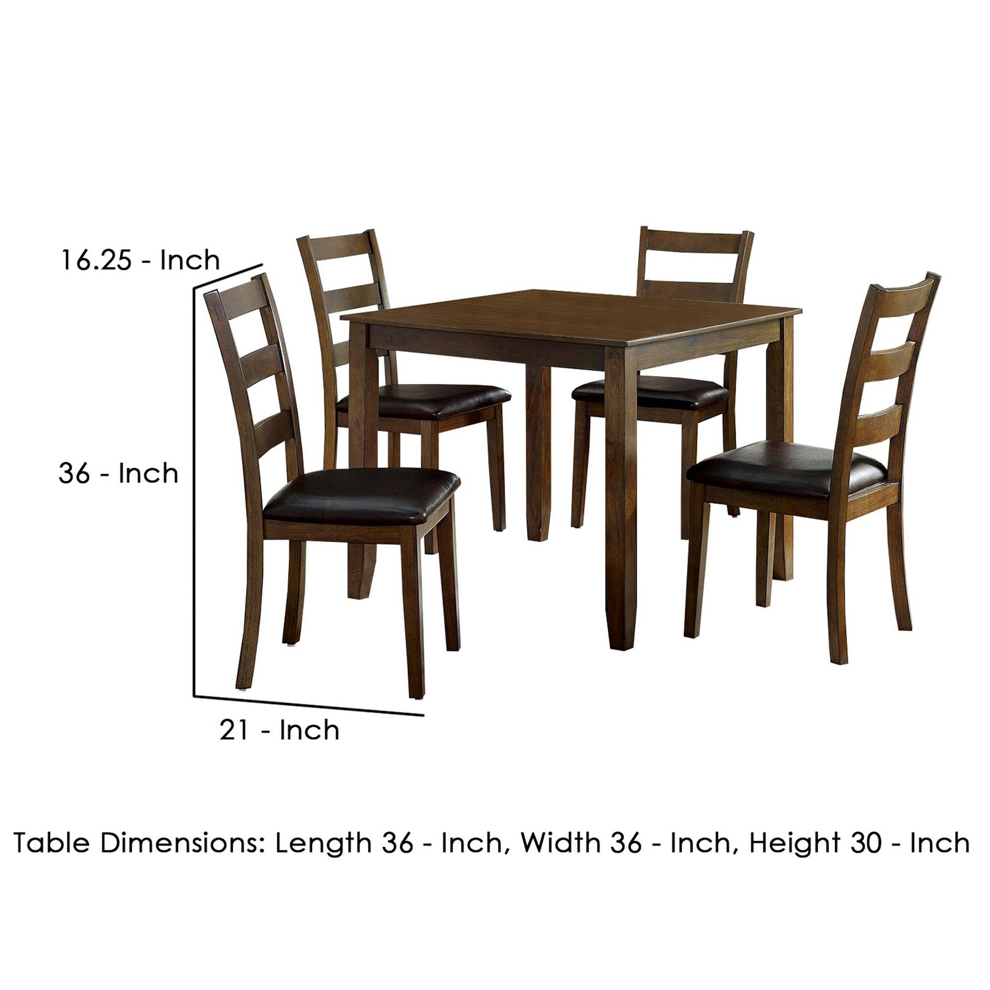 16.25 - Inch  
36 - Inch  
21 - Inch  

Table Dimensions: Length 36 - Inch, Width 36 - Inch, Height 30 - Inch