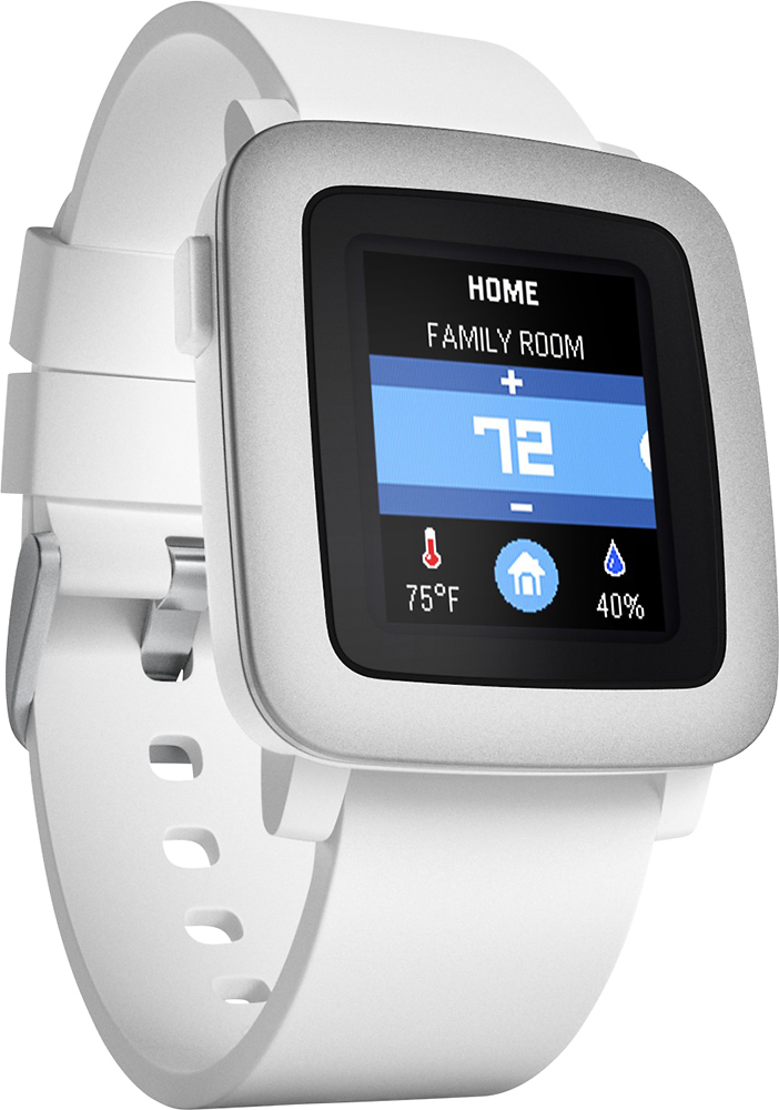 Pebble Smartwatch 38mm Polycarbonate White Silicone PBTM-WHT Best Buy