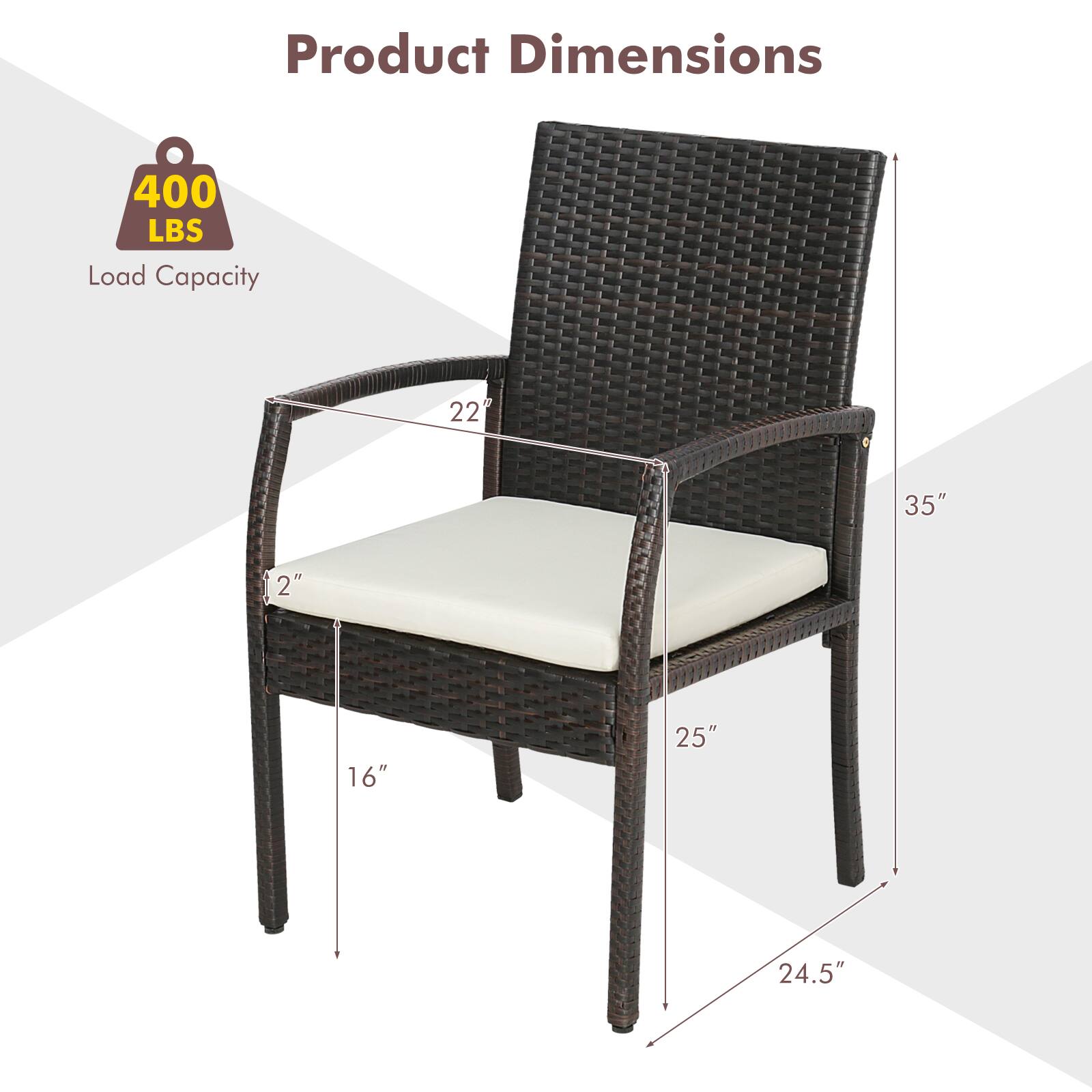 Product Dimensions

400 LBS Load Capacity

- Height: 35"
- Width: 22"
- Depth: 25"
- Seat Height: 16"
- Seat Depth: 24.5"