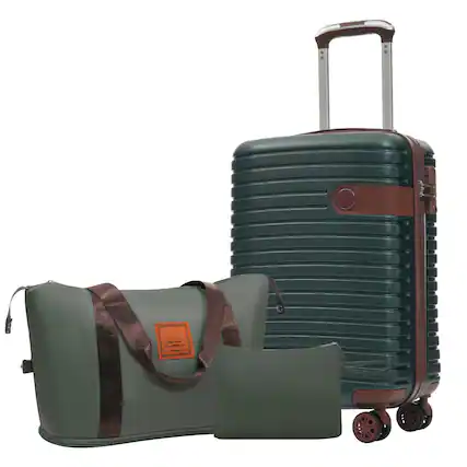 Front. Chateau Abodes - Luggage Sets 3 Piece 20” Carry on Luggage Hardside Lightweight Travel Suitcase, Airline Approved, TSA Lock - Inky Green.