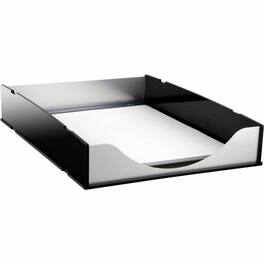 KanTek - Letter Tray 2.25" Height x 10.25" Width x 13.50" Depth Desktop Stackable Silver Acrylic Aluminum - Black