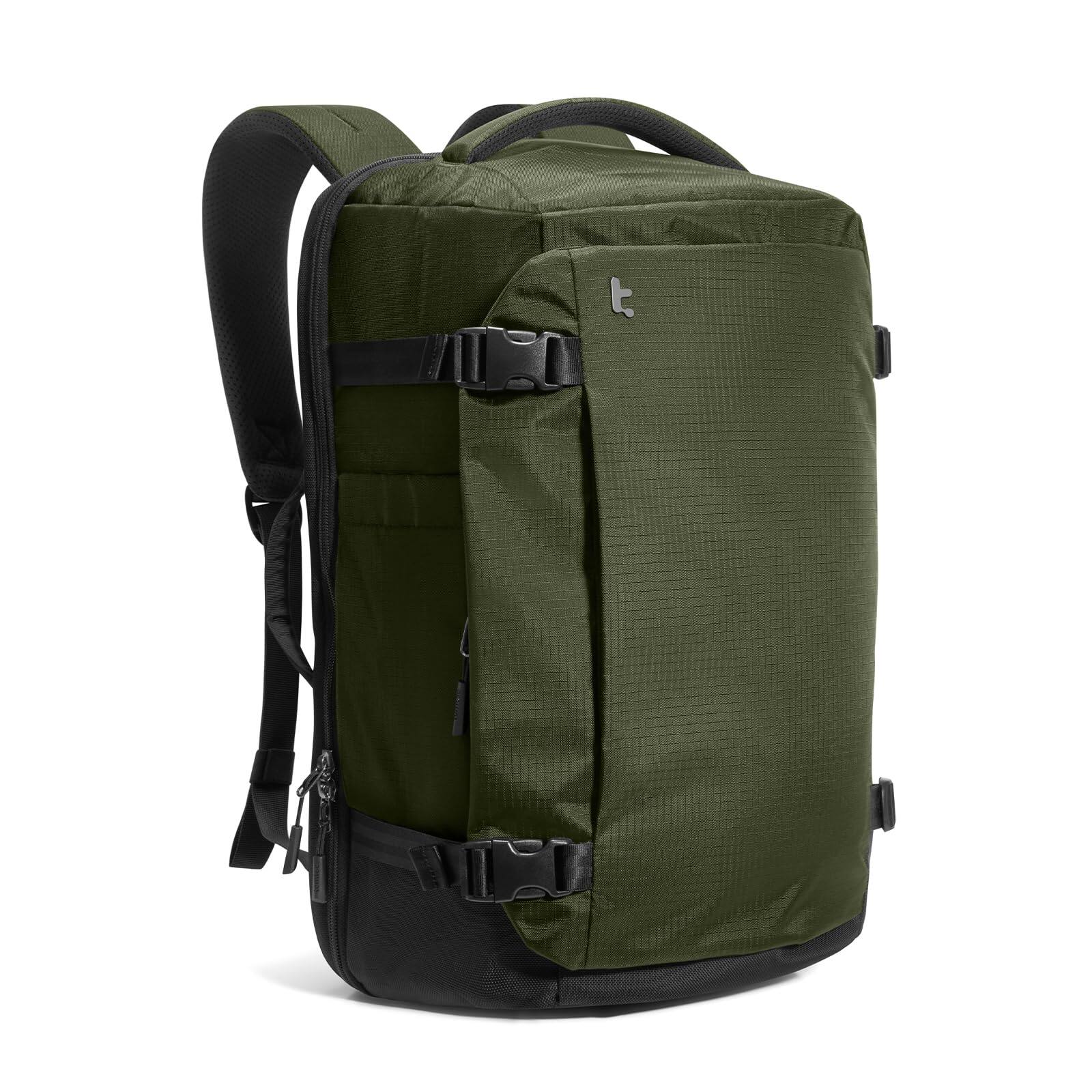 Front. tomtoc - Navigator-T66 Liteway Laptop Travel Backpack 28L, TSA Friendly Flight Approved Carry-on Luggage, Fit 16" Laptop - Green-ripstop.
