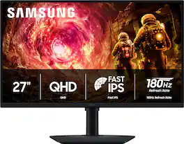 Samsung - 27" Odyssey G5 (G50F) QHD Fast IPS 180Hz 1ms G-Sync & FreeSync Compatible Gaming Monitor (DisplayPort, HDMI) - Black