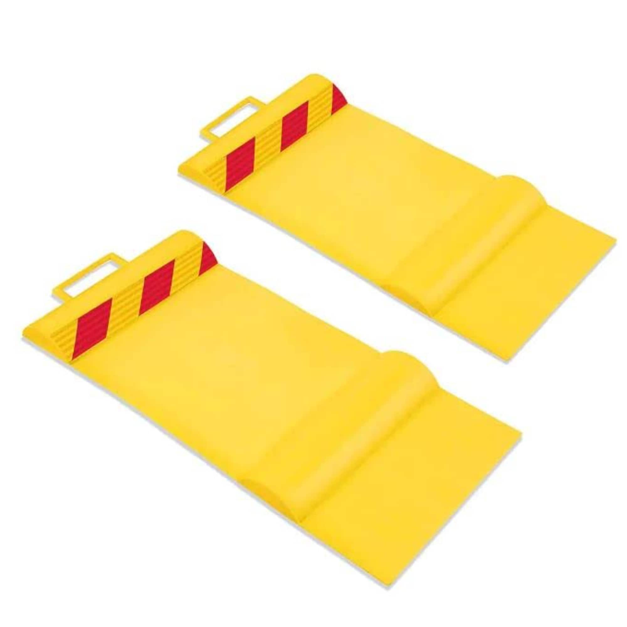 RaxGo - Car Parking Mat, Parking Stopper for Garage with Anti-Skid Grips & Handles - Pack of 2 - Yellow