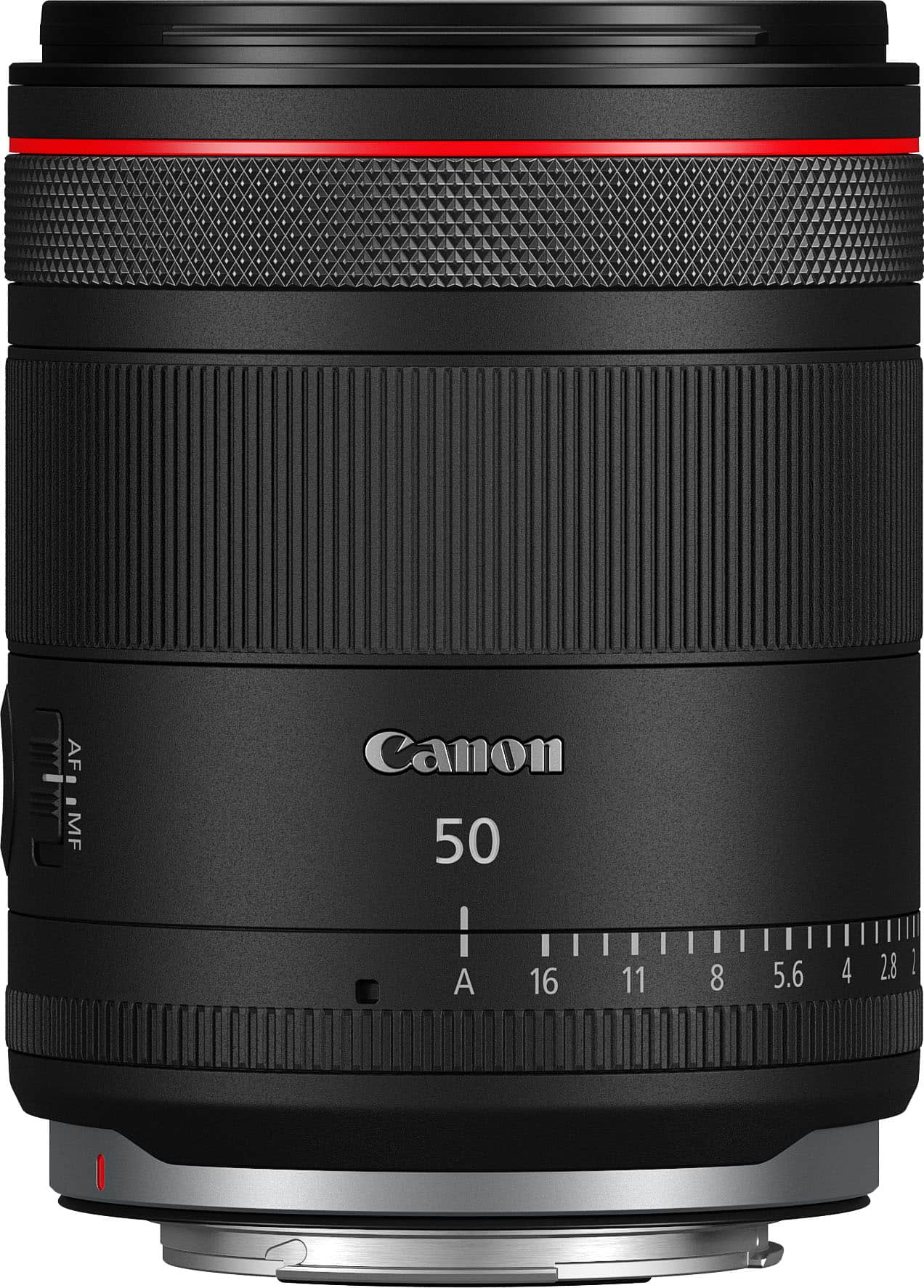 Canon 50mm lens with a red ring around the front.
