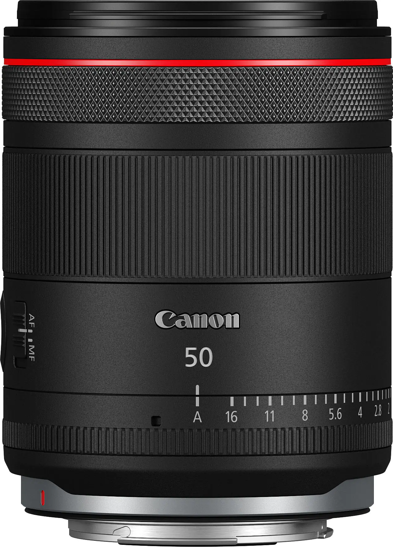 Canon 50mm lens with a red ring around the front.