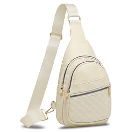 Unique Bargains - Crossbody Bags for Women Men Leather Sling Bag Cross Body Backpack for Women Casual Chest Bag Daypack for Travel Hiking - Beige