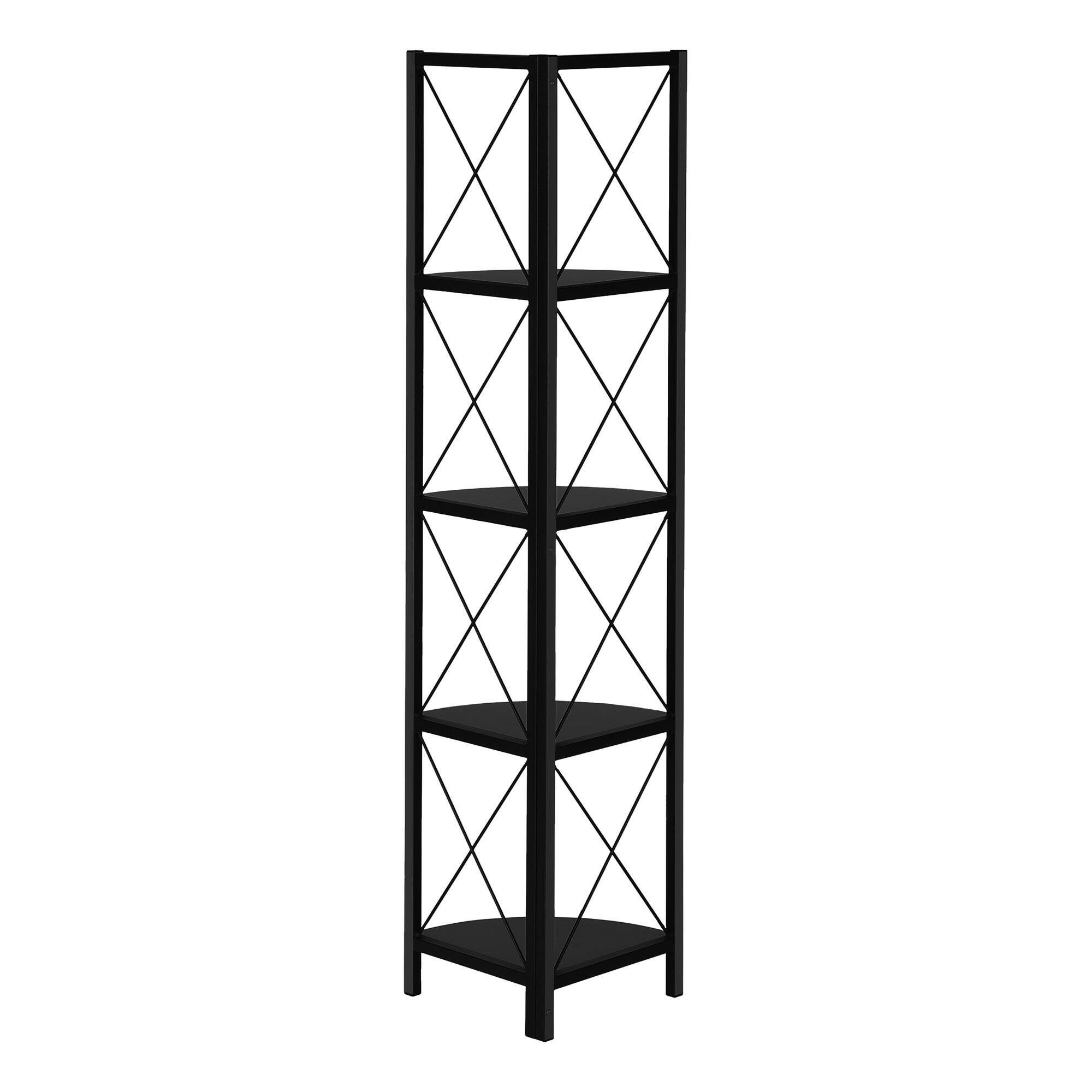 Alt View 2. Spaco - Spaco Modern 4 Tier 60 Inch Corner Bookshelf, Metal Industrial for Living Room Bedroom Office - Black.