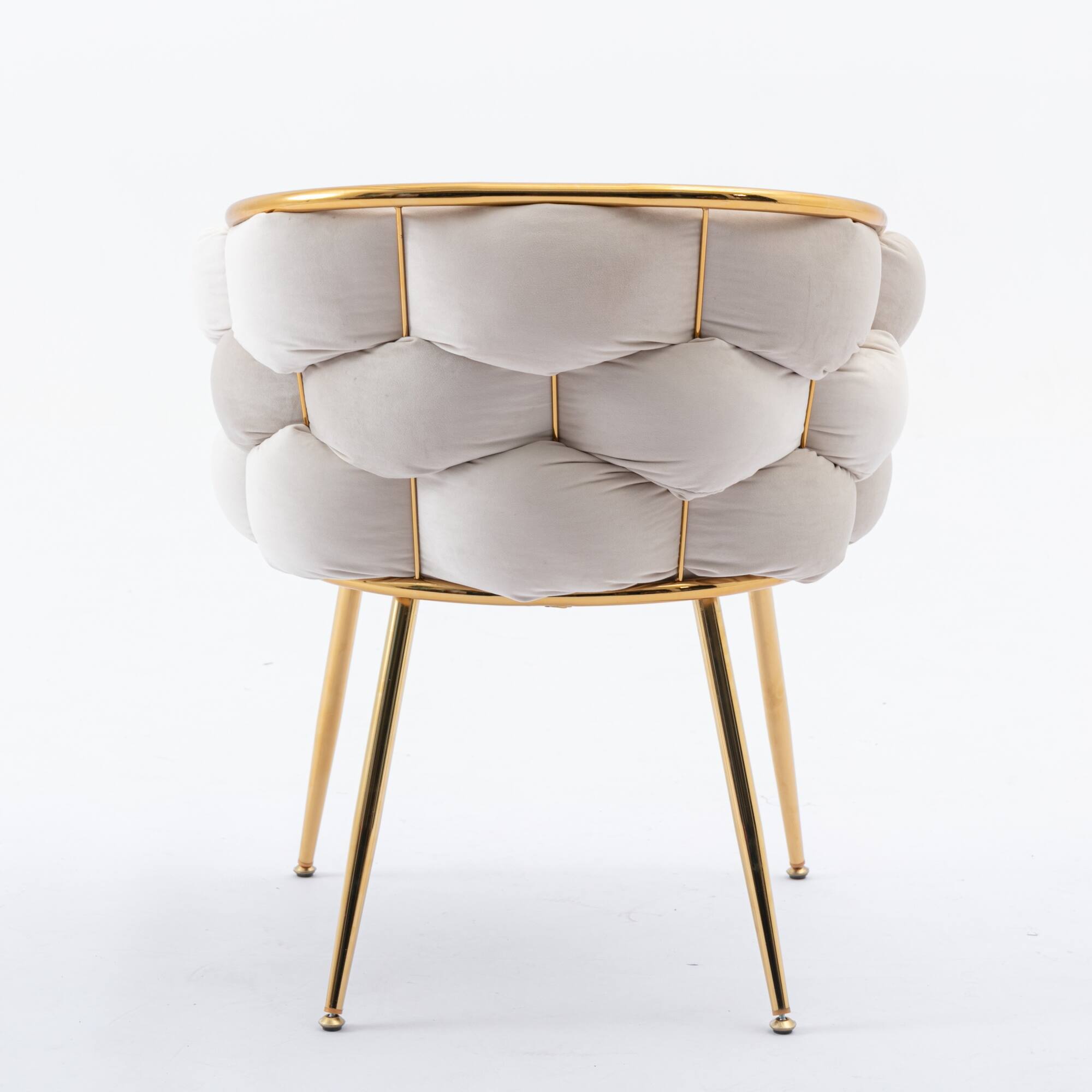 Back. Lirago - 28" W Modern Simple Velvet Single Chair with Armrest Bedroom Dresser Stool (Set of 2) - Beige.