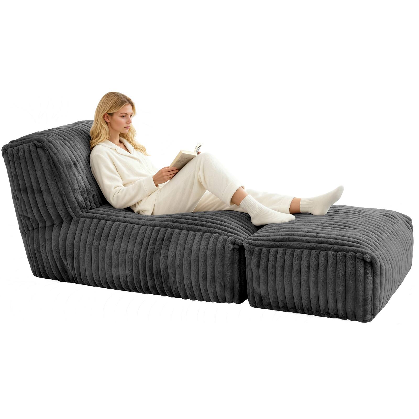 Alt View 2. Loheer - Modular Floor Chaise Lounge - DARK GREY.