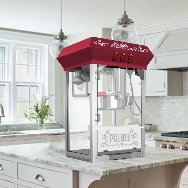 Alt View 3. TinyHomie - 12 Ounce Kettle Stainless Steel Commercial Popcorn Machine w/ Tempered Glass Warming Deck 800W Countertop Popcorn Popper - Red.