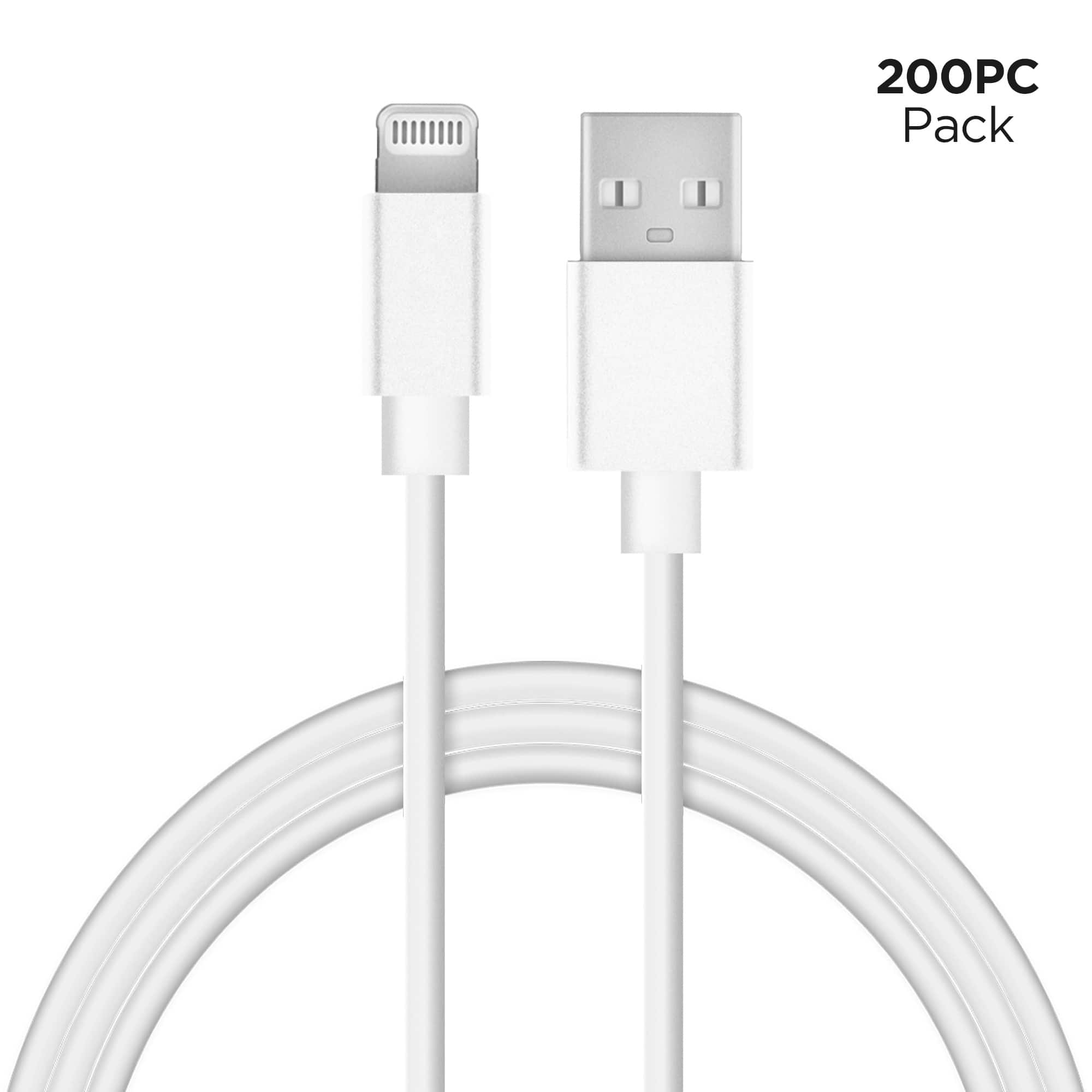 HyperGear - USB to MFi Lightning Rounded Cable 3ft Bulk 200pc Pack - White